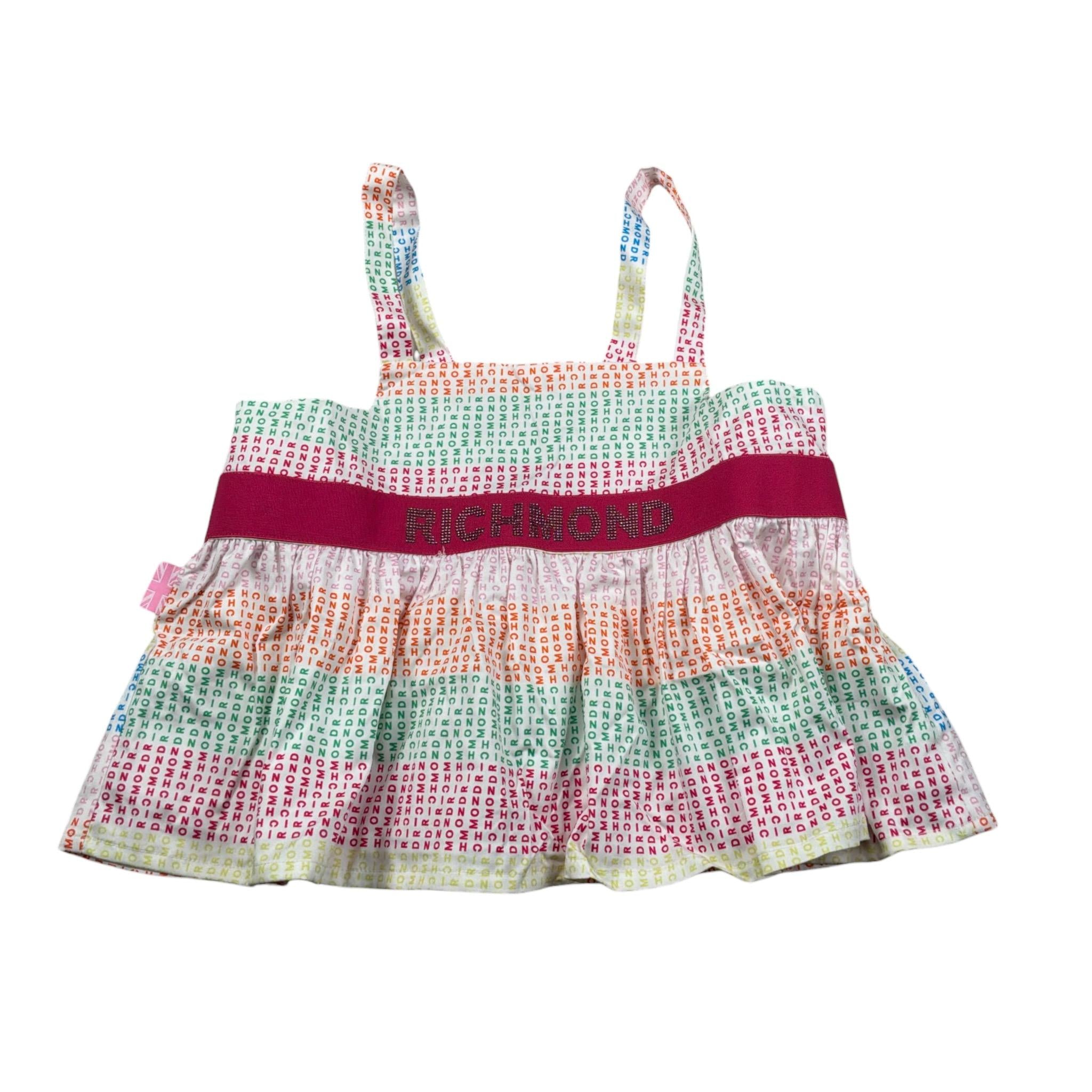 John Richmond Top Giromanica Stampe Logo Bianco per Bambina RGP25041TO BIANCO JOHN RICHMOND 