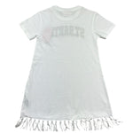 Saint Barth Abito Mezza Manica Tinta Unita con Frange per Bambina ABBEY1 BIANCO SAINT BARTH 