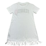 Saint Barth Abito Mezza Manica Tinta Unita con Frange per Bambina ABBEY1 BIANCO SAINT BARTH 