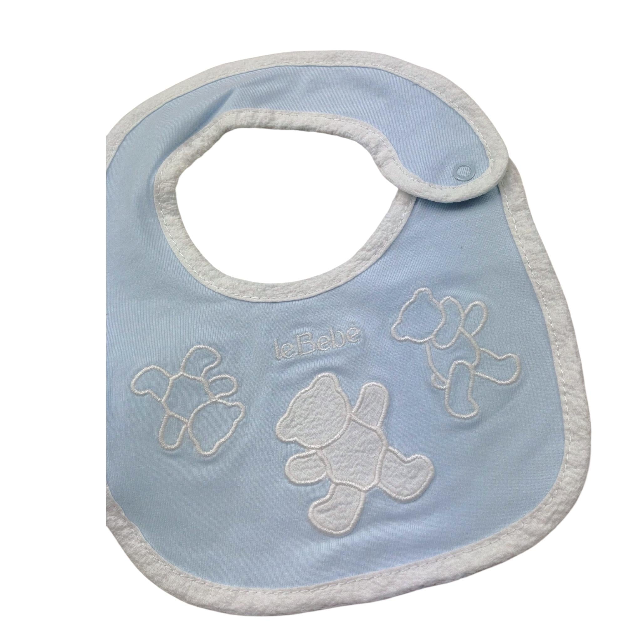 Le Bebe' Bavetta Tinta Unita con Stampa per Neonato LBB5296 AZZURRO LE BEBE' 