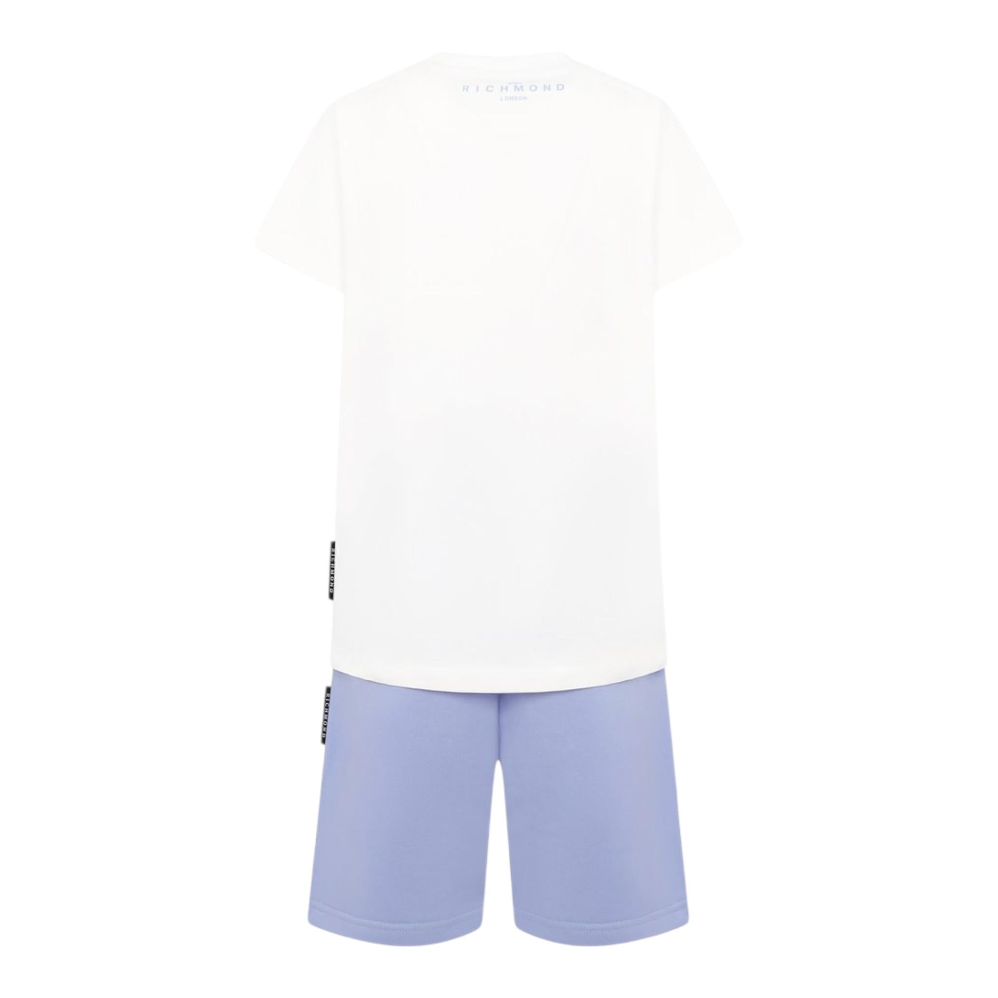 John Richmond Completo 2 Pezzi T-Shirt-Bermuda Bicolore per Bambino BP25008CJ BIANCO/AZZURRO JOHN RICHMOND 
