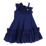 Monnalisa Abito Monospalla Tinta Unita per Bambina 117929A1 BLU MONNALISA 