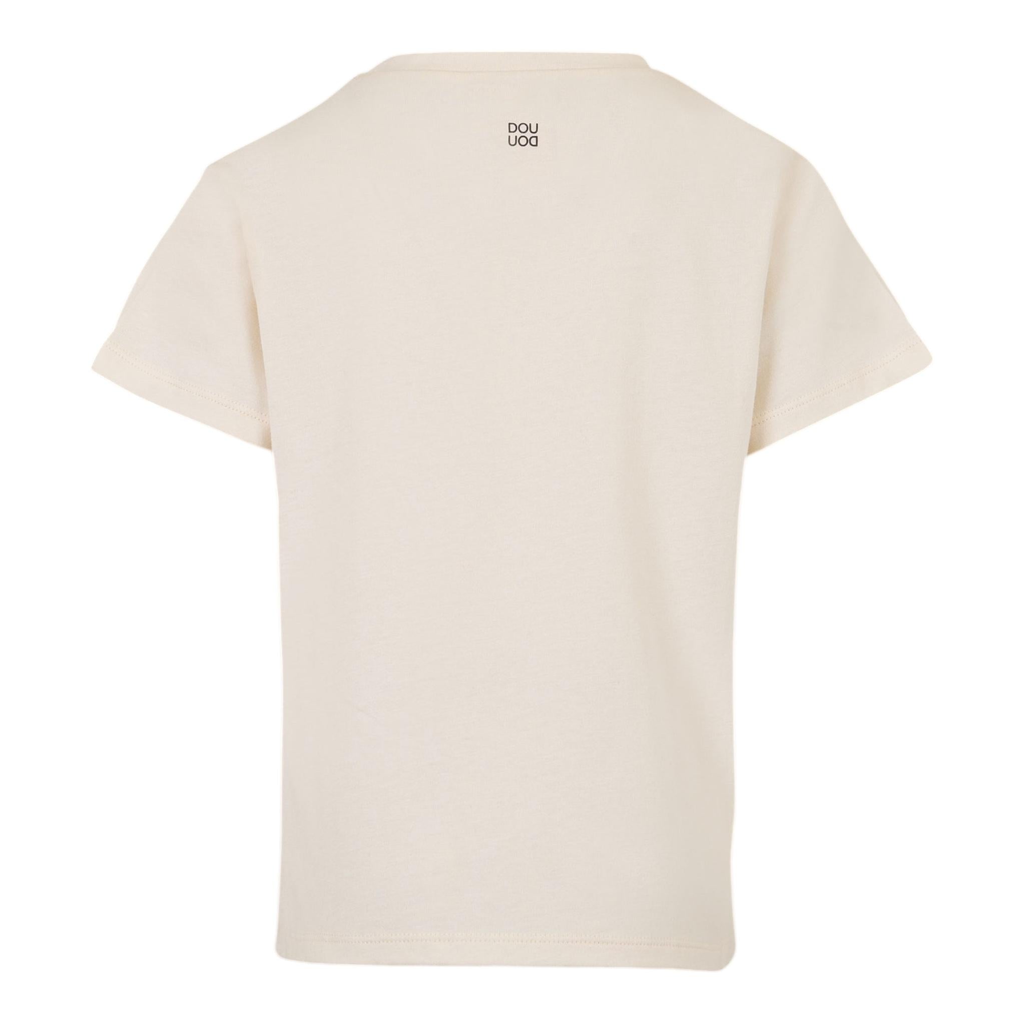 DOU DOU t-shirt girocollo tinta unita cn stampa in contrasto Panna per Bambino DV8P41 PANNA DOU DOU 