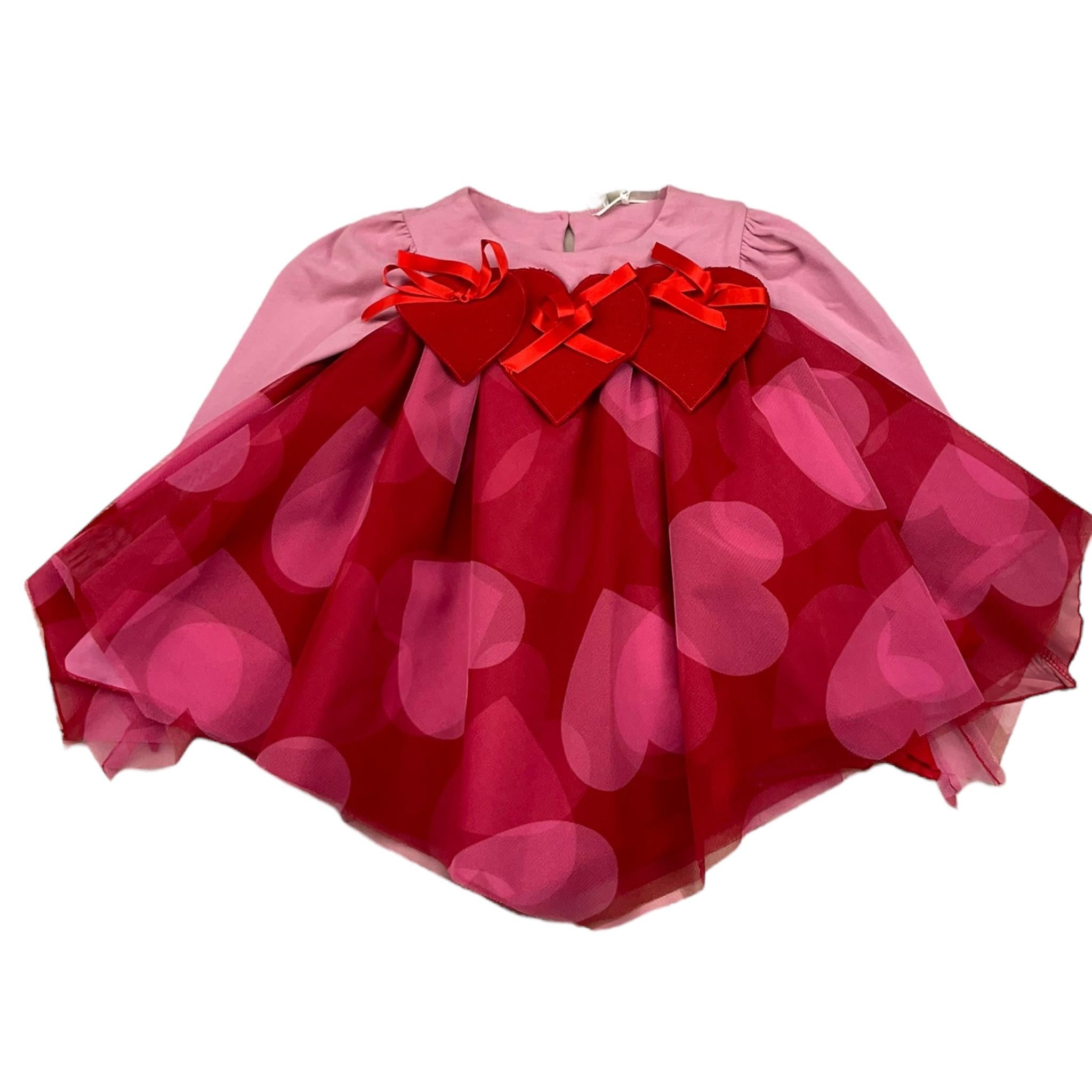 MISS GRANT abito manica lunga bicolore stampa fantasia cuori Rosa/rosso per Neonata MG1119N ROSA/ROSSO MISS GRANT 