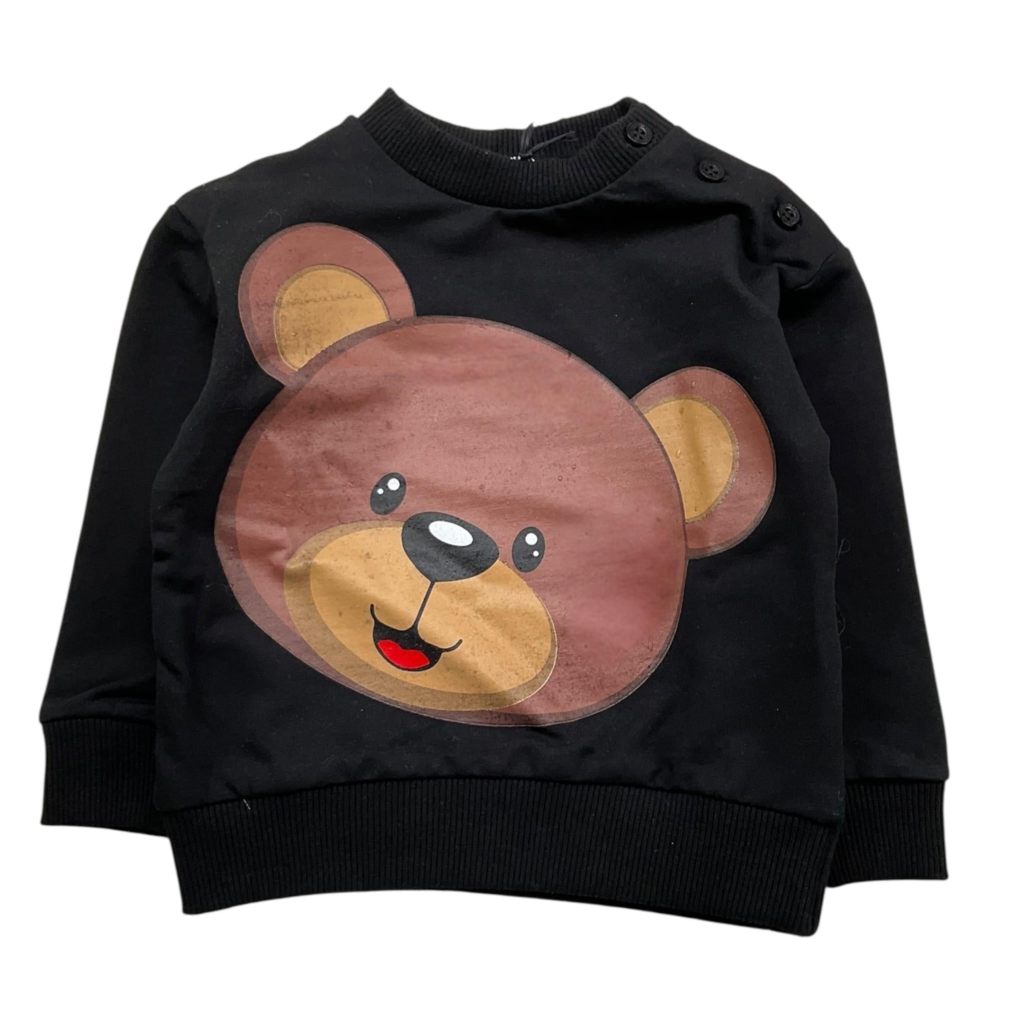 NEVER TOO felpa girocollo tinta unita con stampa Nero per Neonato 1360N NERO NEVER TOO 