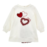 MONNALISA abito manica lunga tinta unita cn cuori Panna per Bambina 19D924 PANNA MONNALISA 