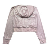 Juicy Couture Felpa Tinta Unita con Zip E Cappuccio In Velluto per Bambina JBX6616 ROSA JUICY COUTURE 