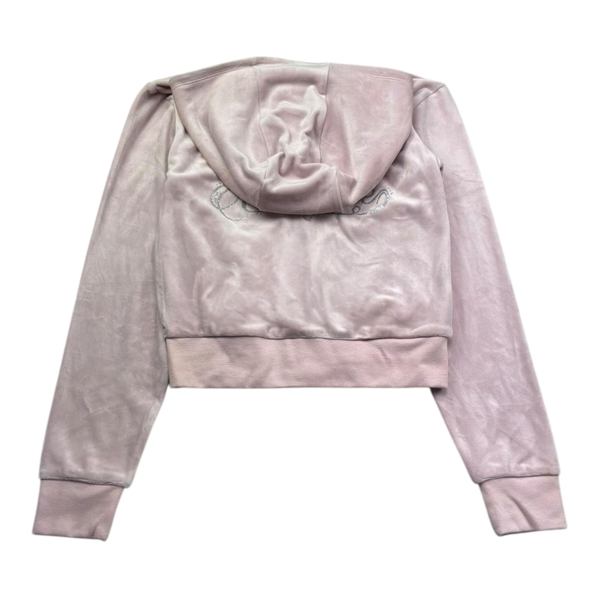 Juicy Couture Felpa Tinta Unita con Zip E Cappuccio In Velluto per Bambina JBX6616 ROSA JUICY COUTURE 