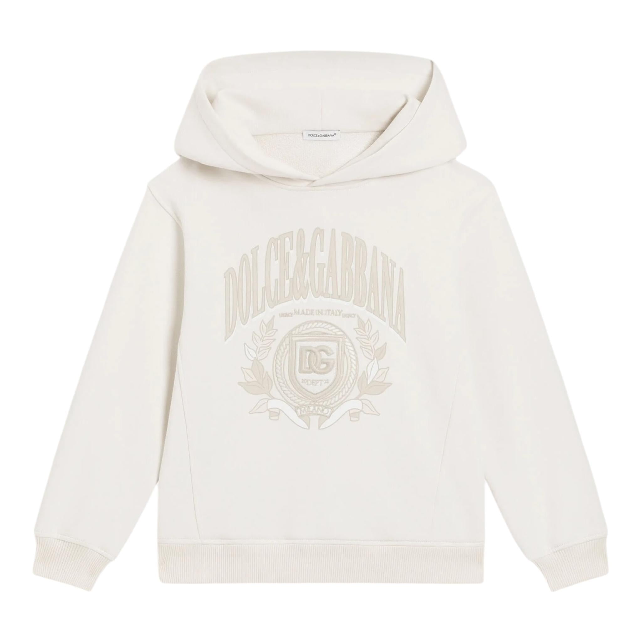 Dolce & Gabbana Felpa Chiusa con Cappuccio Tinta Unita per Bambino L4JWLV BEIGE DOLCE & GABBANA 