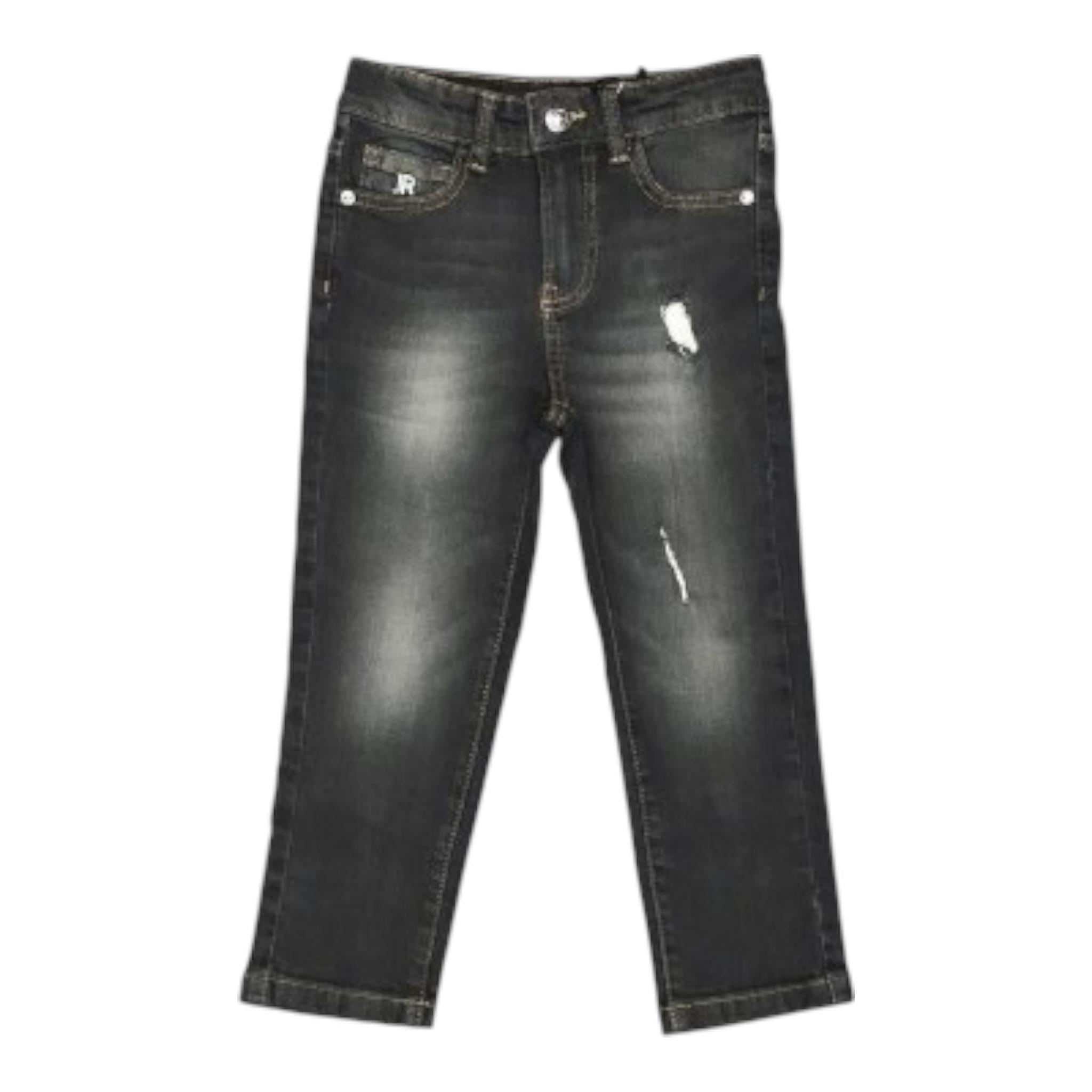 JOHN RICHMOND jeans tinta unita con cuciture in contrasto Nero per Bambino RBA24070JEX NERO JOHN RICHMOND 
