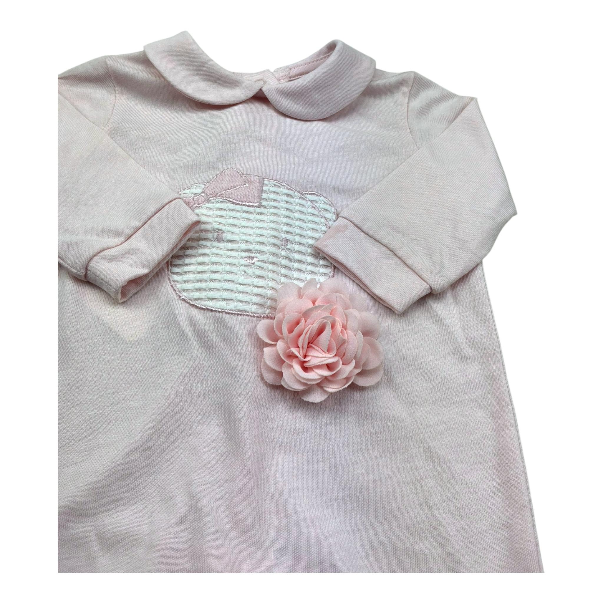 Isabel & Martinez Tutina Manica Lunga Tinta Unita con Ricami per Neonata IM25N442 ROSA ISABEL & MARTINEZ 