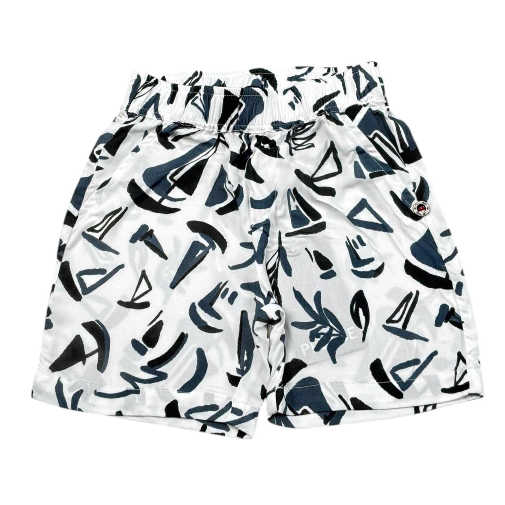 Please Bermuda Tinta Unita con Stampa per Neonato RE81364B71 BIANCO PLEASE 