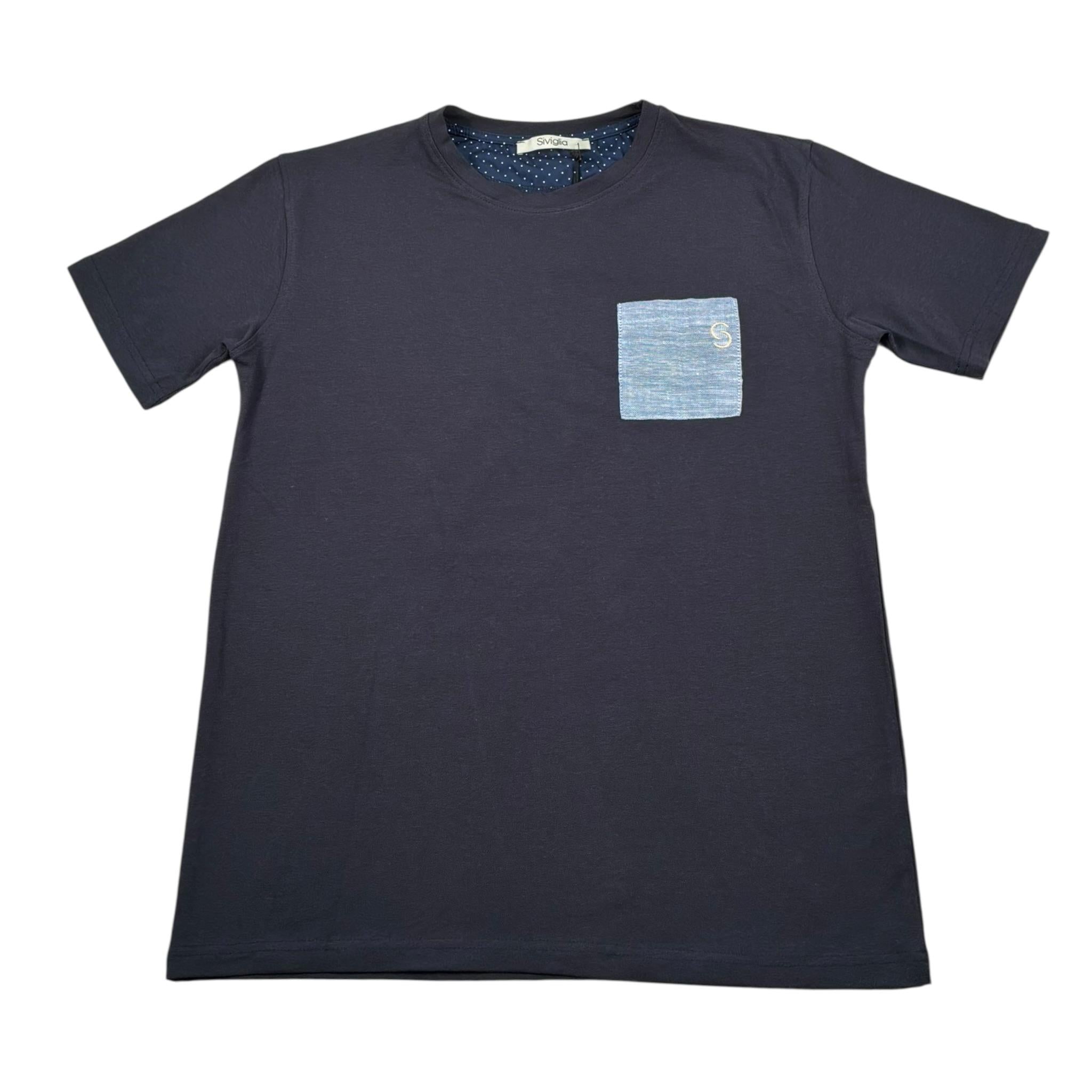 Siviglia T-Shirt Girocollo Tinta Unita con Taschino per Bambino SVJTS17210 BLU SIVIGLIA 