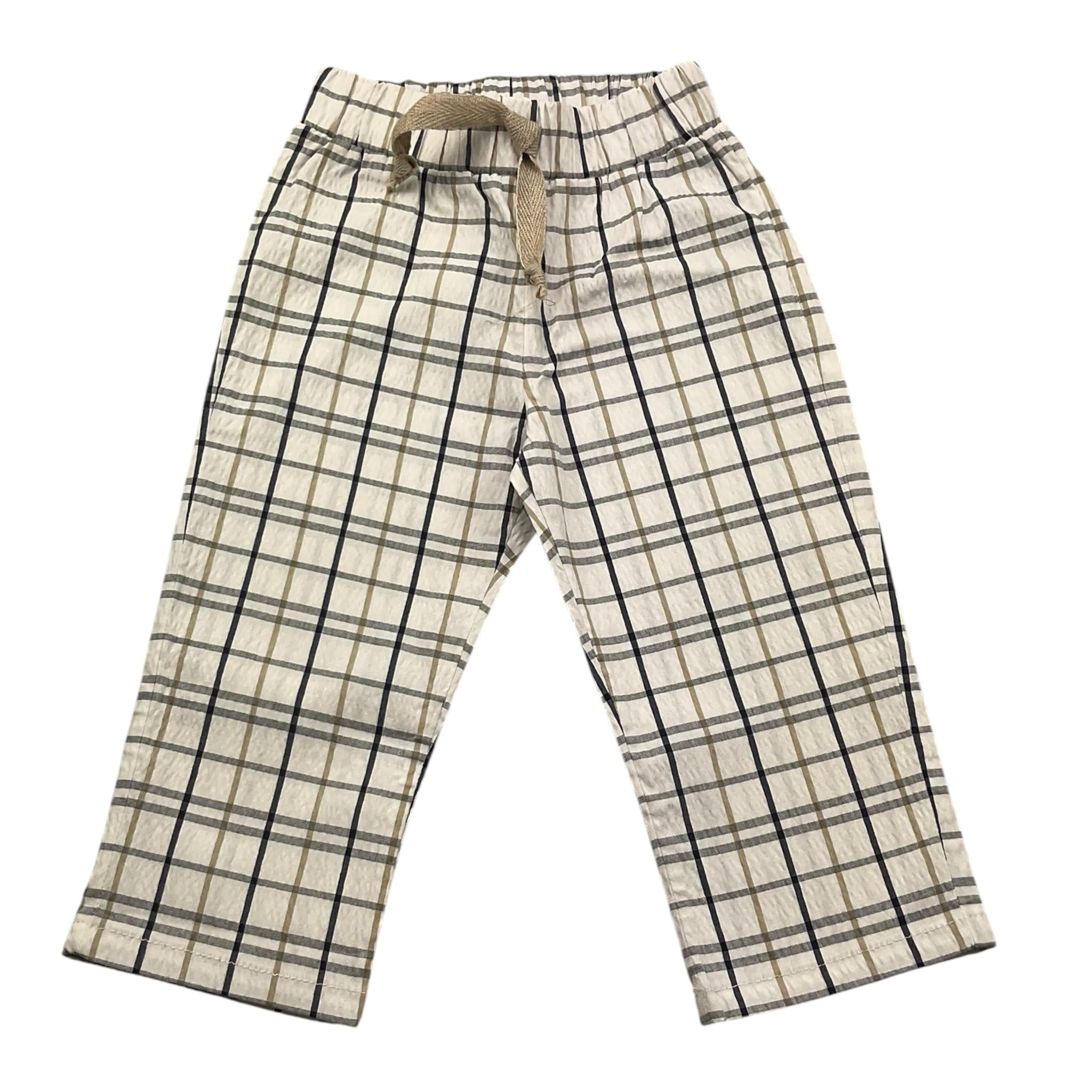J.O. Milano Pantalone Tinta Unita Fantasia Quadri con Elastico In Vita per Neonato 274C2N BIANCO J.O. MILANO 