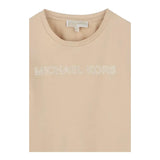 Michael Kors T-Shirt Girocollo Tinta Unita con Stampa per Bambina R30314 BEIGE MICHAEL KORS 