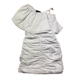 Marc Ellis Abito Monospalla Tinta Unita con Logo per Bambina JMJDR01239 BIANCO MARC ELLIS 