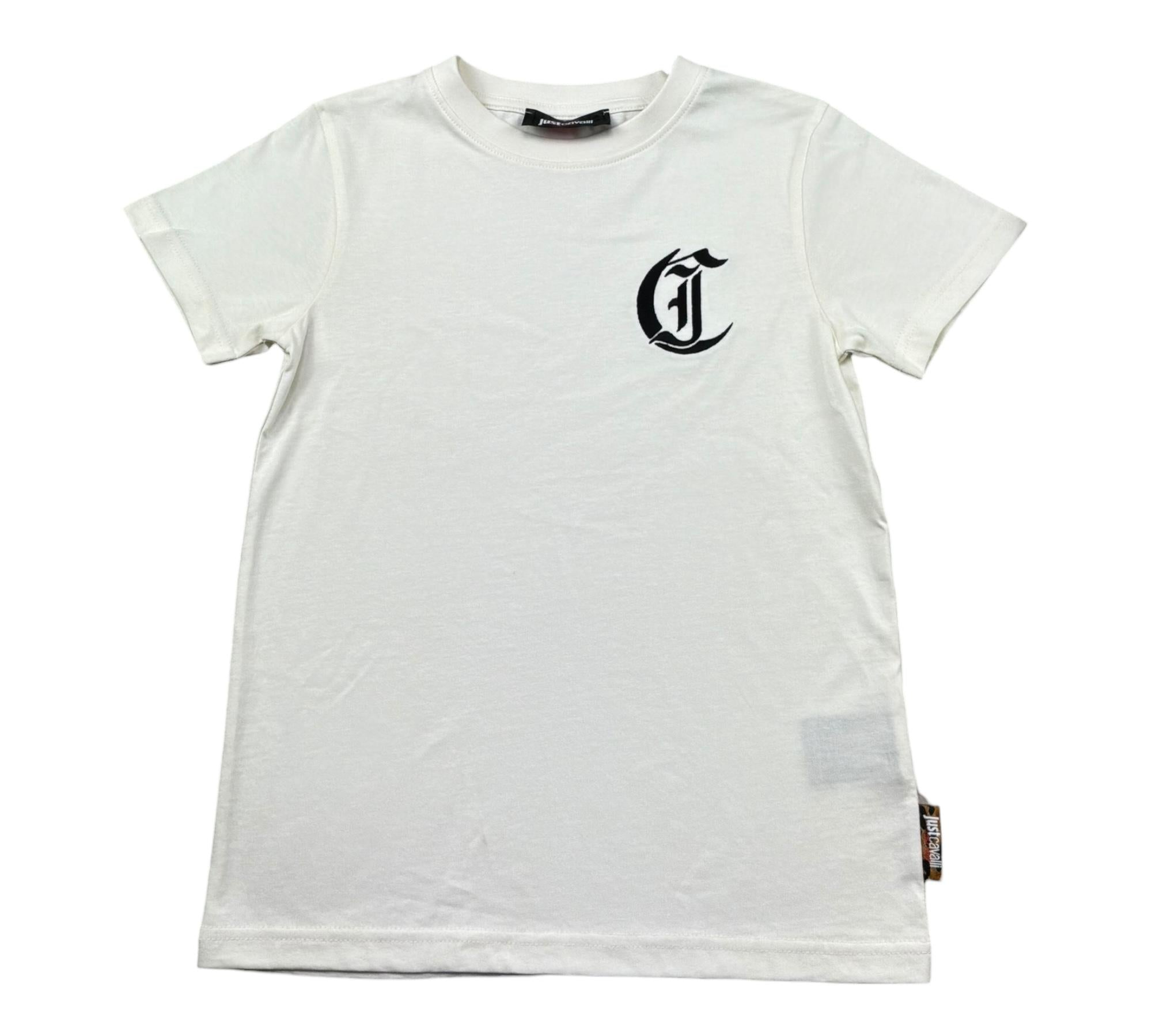 Just Cavalli T-Shirt Girocollo Tinta Unita con Stampa In Contrasto per Bambino JBP26018TS PANNA JUST CAVALLI 