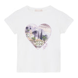 Liu Jo T-Shirt Girocollo Tinta Unita con Stampa E Brillantini per Neonata KA5093XX BIANCO LIU JO 