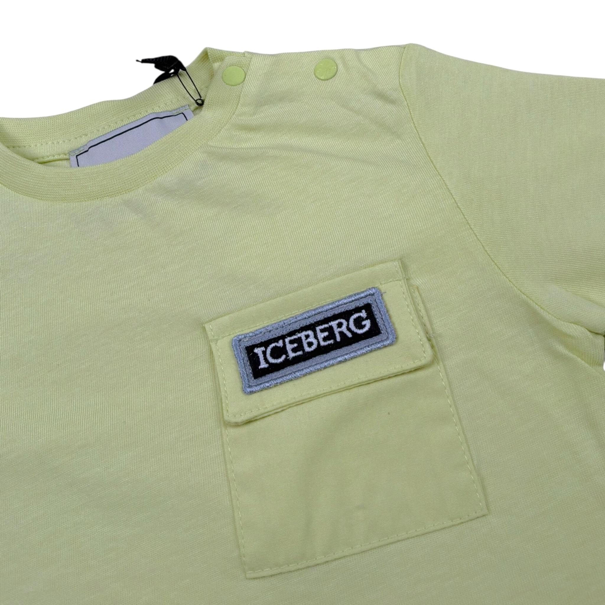 Iceberg T-Shirt Girocollo Tinta Unita con Stampa per Neonato TSICE5103BXX VERDE ICEBERG 