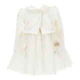 MONNALISA set abito cerimonia-coprispalle tinta unita con rose Bianco per Neonata 73D900 BIANCO MONNALISA 