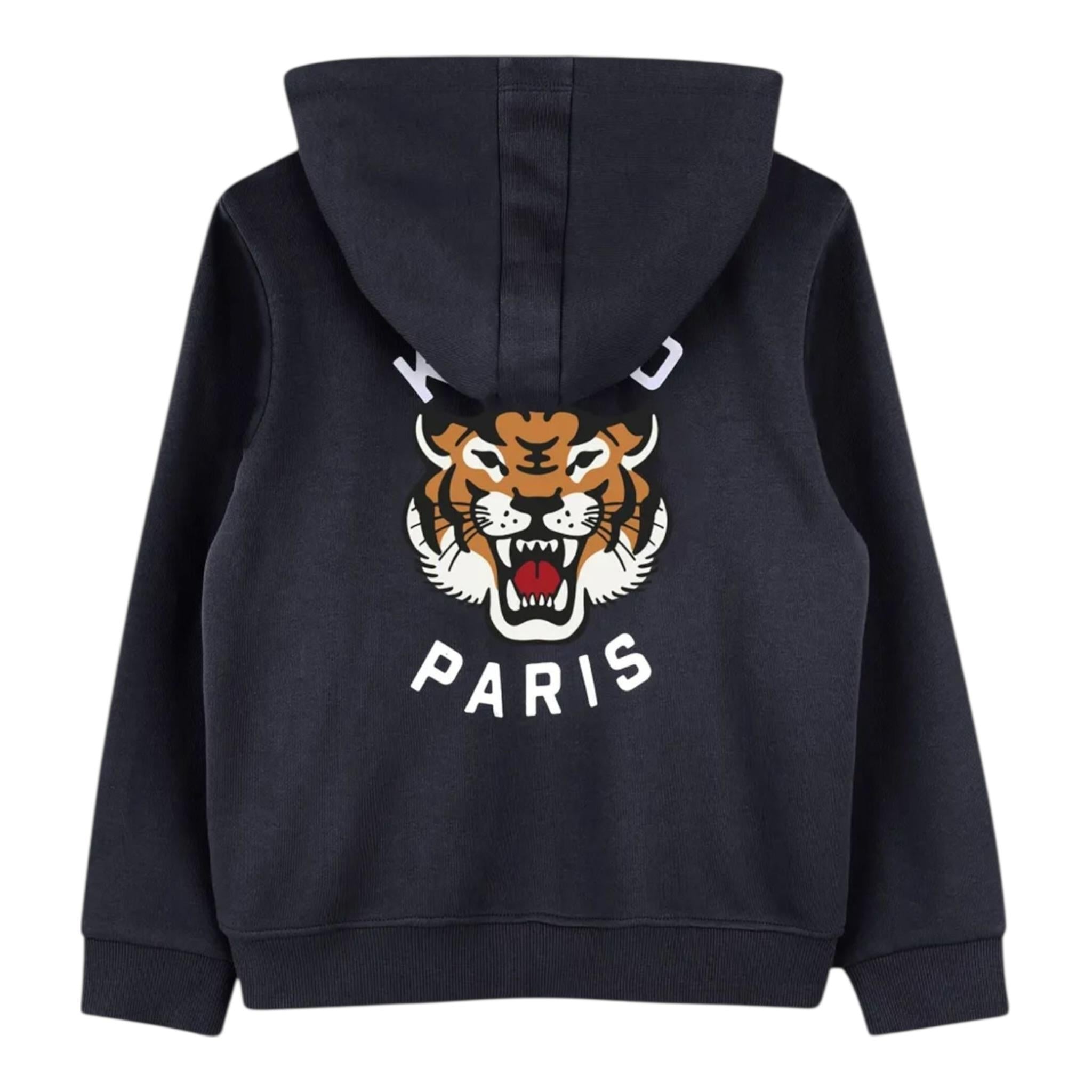 Kenzo Felpa con Zip E Cappuccio Tinta Unita con Logo per Bambino K61190 BLU KENZO 