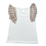 Lalalu' T-Shirt tinta unita con Balze Bianco per Bambina TSL70PB BIANCO LALALU' 