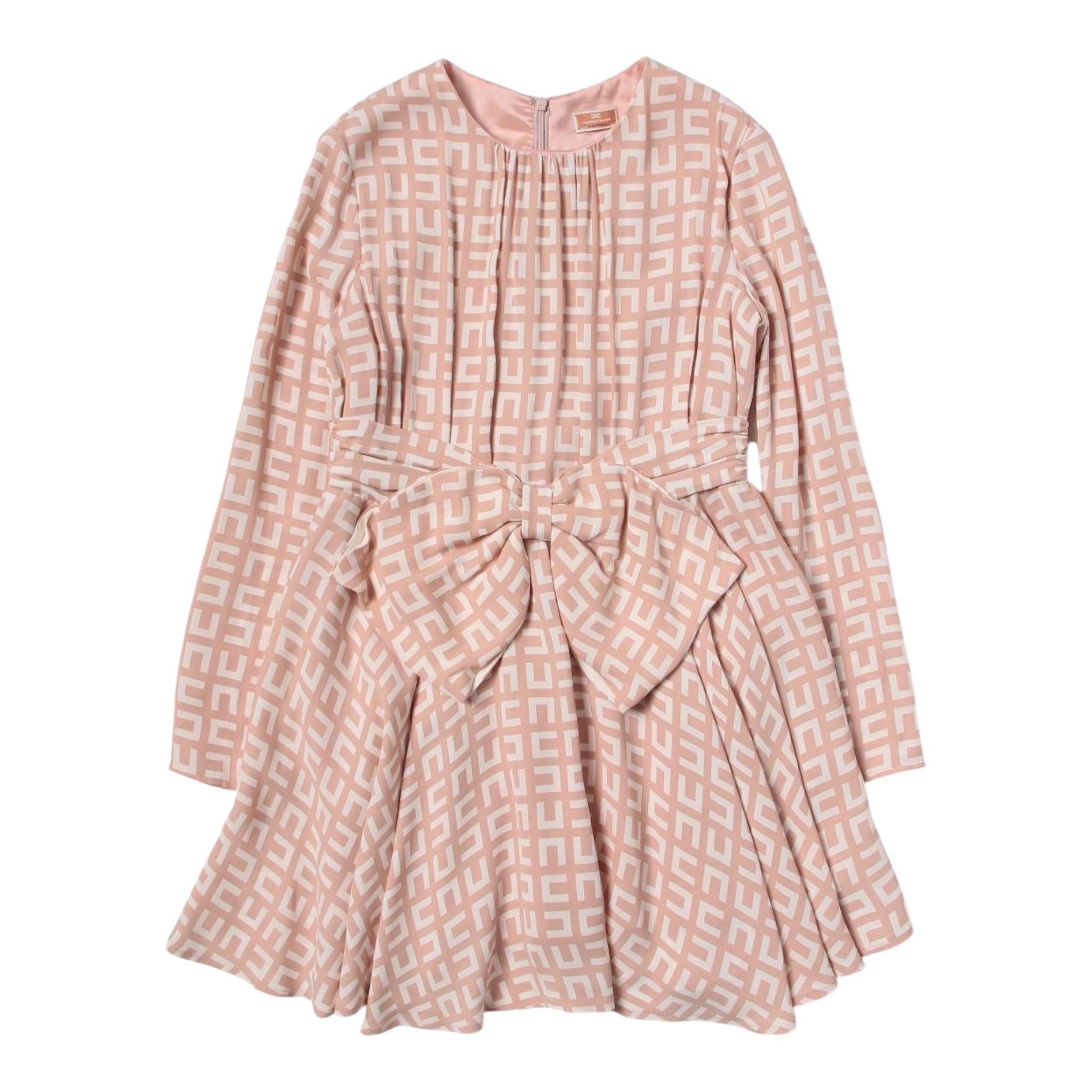 Elisabetta Franchi Abito Tinta Unita Manica Lunga Logato per Bambina EFAB455 ROSA ELISABETTA FRANCHI 