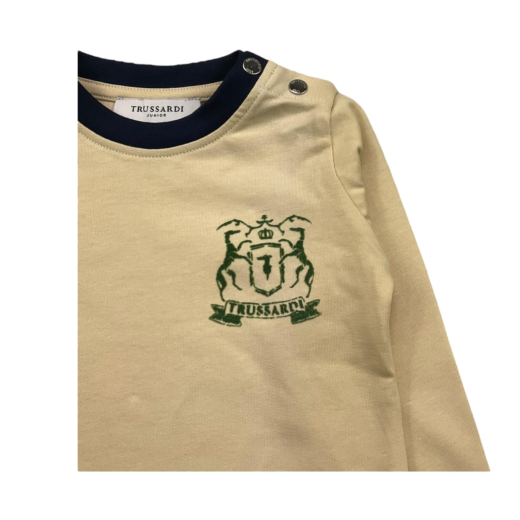 TRUSSARDI shirt girocollo tinta unita con stampa Panna per Neonato TIA25128TS PANNA TRUSSARDI 