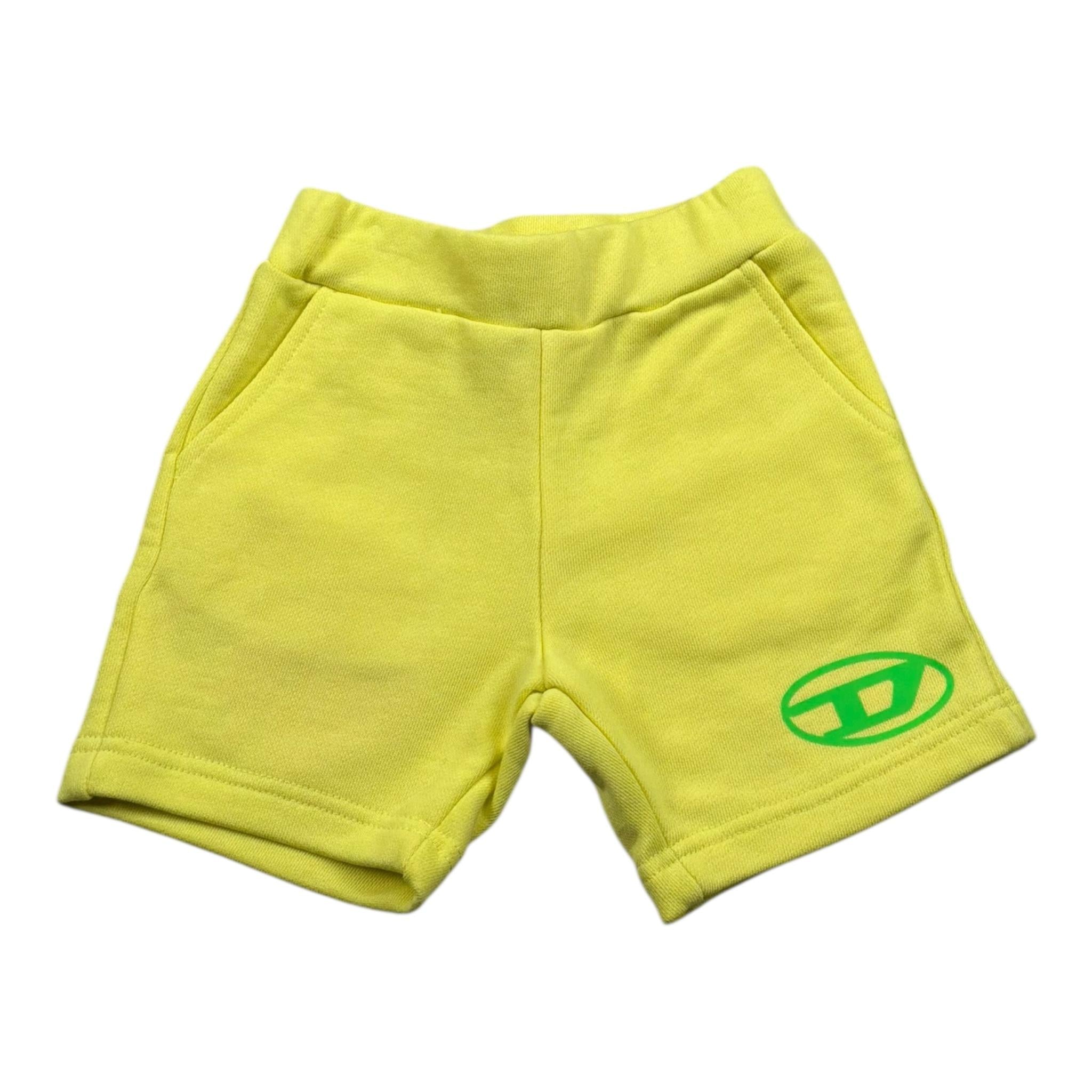 Diesel Bermuda In Felpa Tinta Unita con Logo per Neonato K00510 GIALLO DIESEL 