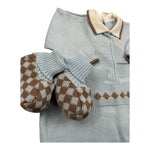 Marlu' Tutina Manica Lunga Tinta Unita con Babbucce per Neonato IB6752 AZZURRO MARLU' 