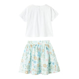 Il Gufo Completo 2 Pezzi T-Shirt-Gonna Bicolore Bianco/Verde Acqua Per Neonata
