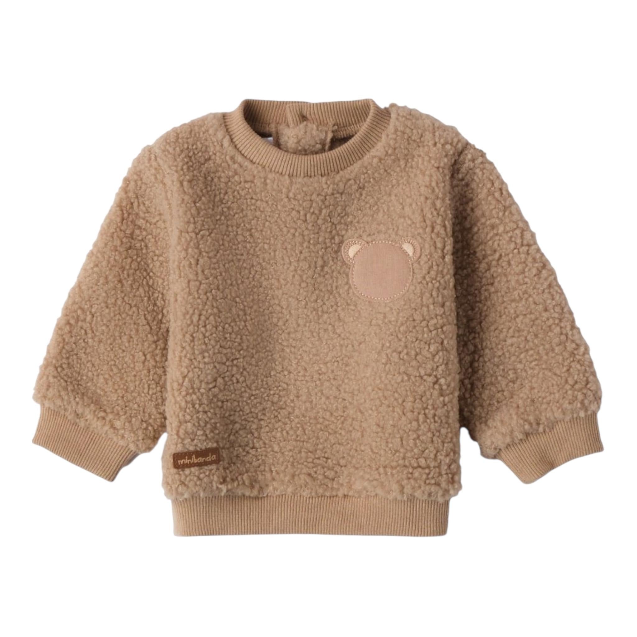 MINI BANDA felpa teddy tinta unita girocollo   Beige per Neonato 3A616 BEIGE MINI BANDA 