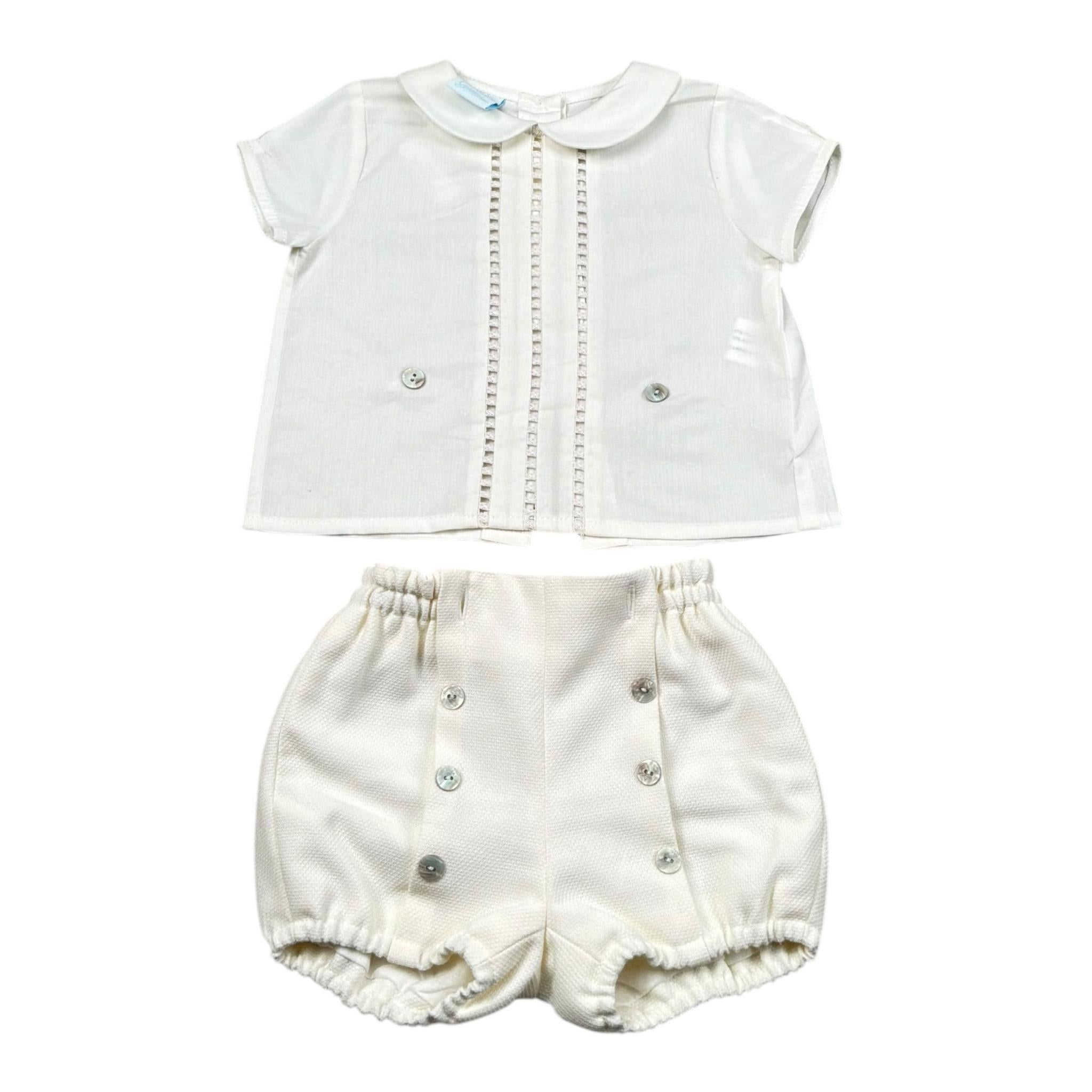 Granlei Completo 2 Pezzi Camicia-Coulotte per Neonato FKRKKR BIANCO GRANLEI 