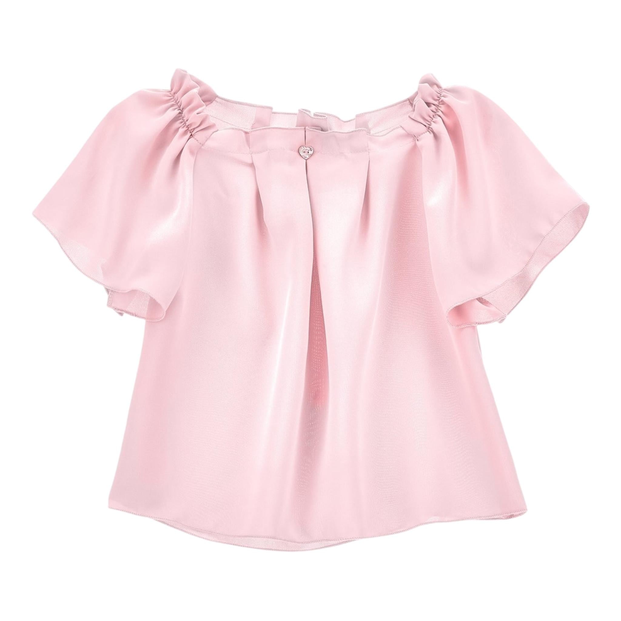 Monnalisa Camicia Mezza Manica Tinta Unita per Bambina 17E300X ROSA MONNALISA 