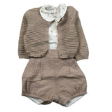 Wedoble Completo 3 Pezzi Camicia-Cardigan-Pagliaccetto per Neonato 006151906 BEIGE WEDOBLE 