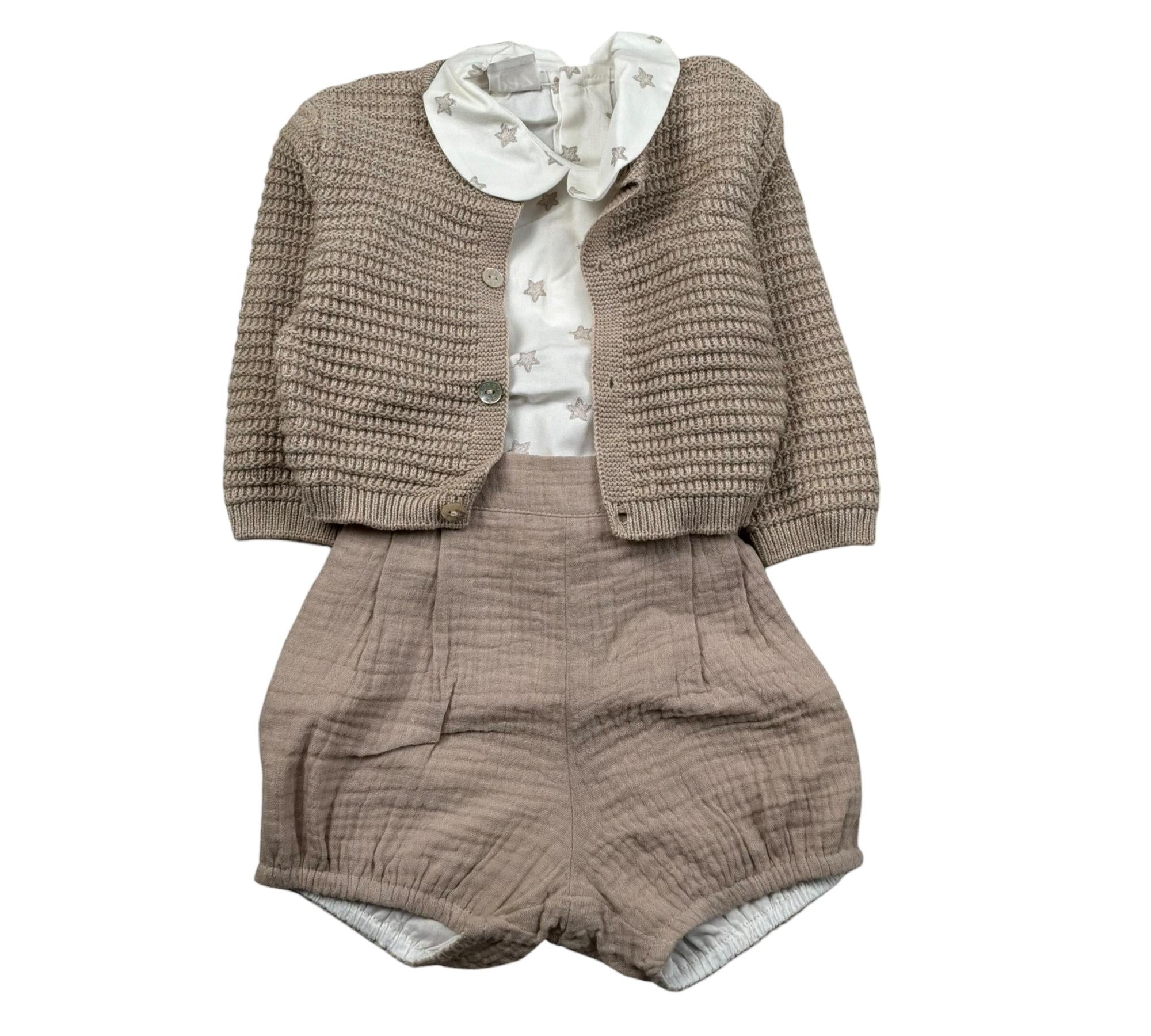 Wedoble Completo 3 Pezzi Camicia-Cardigan-Pagliaccetto per Neonato 006151906 BEIGE WEDOBLE 