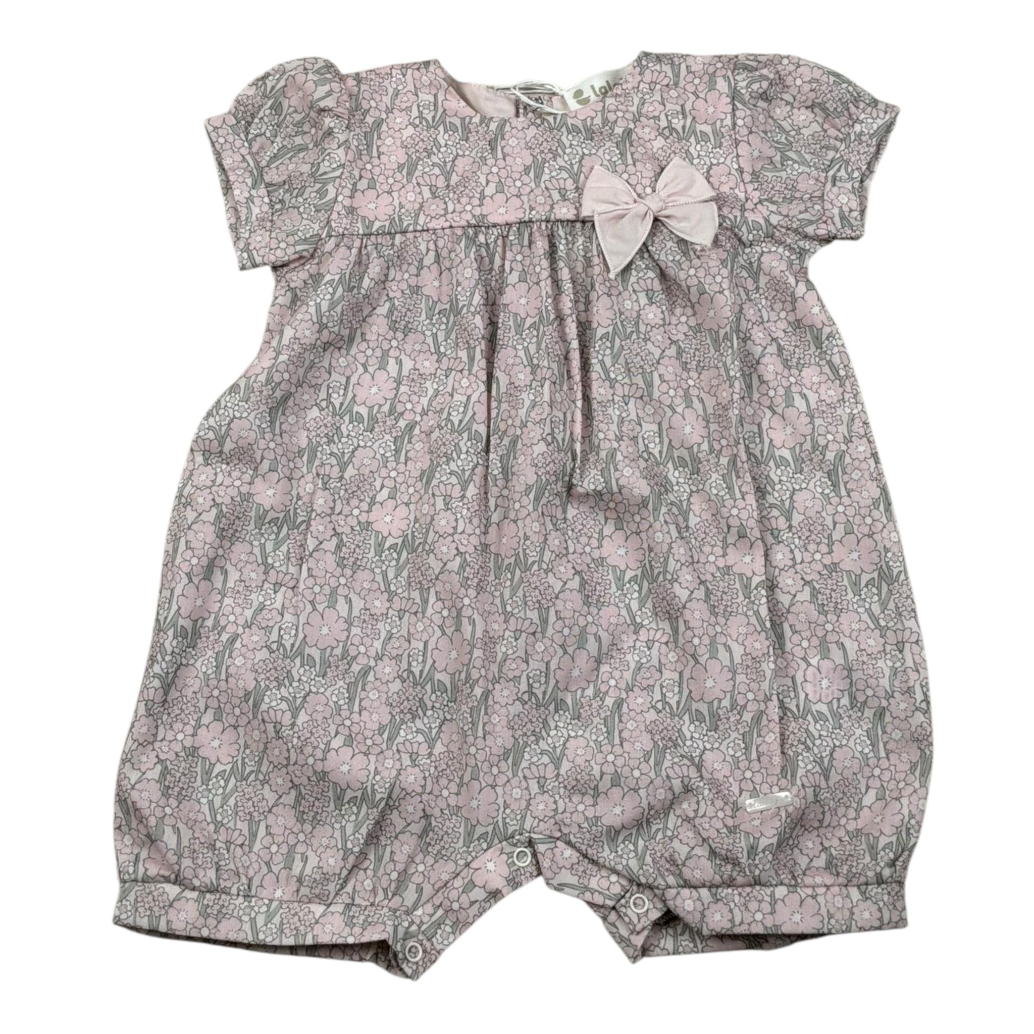 Lalalu' Pagliaccetto Tinta Unita con Stampa Fiori per Neonata PAL0010P ROSA LALALU' 