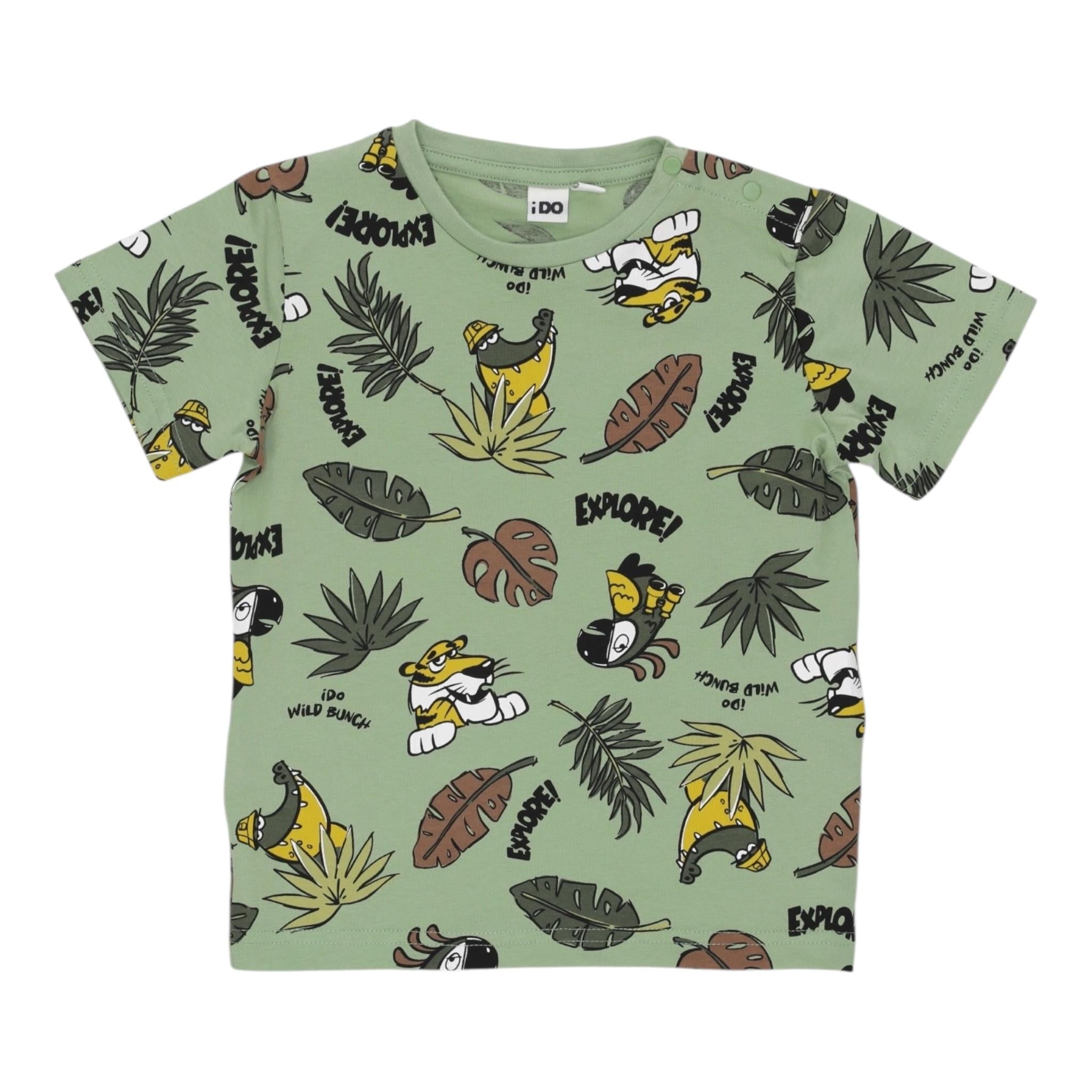 I Do T-Shirt Girocollo Tinta Unita con Stampa per Neonato 4B460 VERDE I DO 