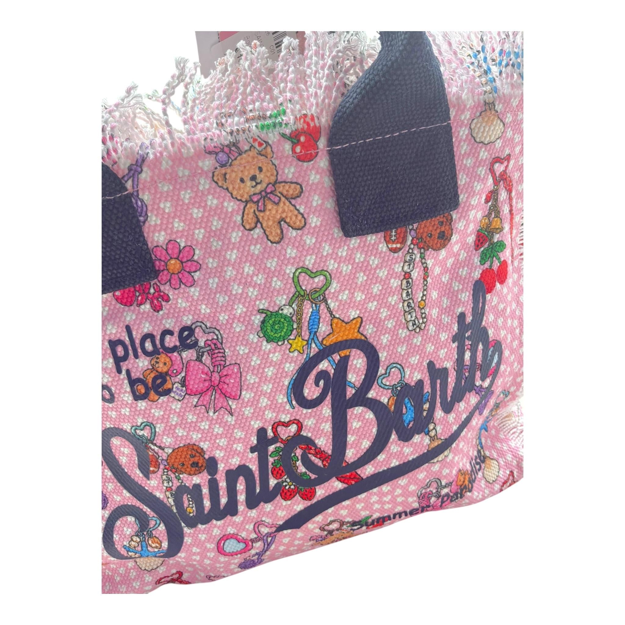 Saint Barth Borsa Tinta Unita con Stampa per Bambina COLETTECHATM ROSA SAINT BARTH 