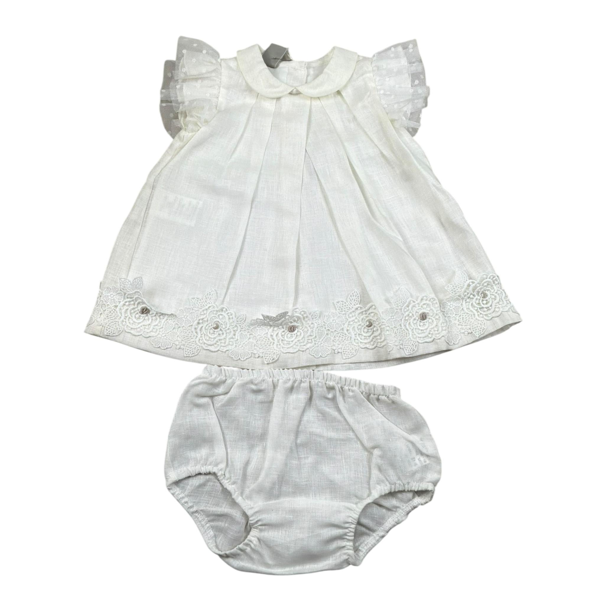 Marlu' Abito Mezza Manica Titna Unita con Culotte per Neonata EP1217MUXX BIANCO MARLU' 