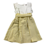 Crocchette Abito Giromanica Bicolore Con Gonna Fantasia A Righe Bianco/Giallo Per Bambina