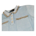 John Richmond Abito Tinta Unita con Colletto E Brillantini per Bambina RGP26187VE AZZURRO JOHN RICHMOND 