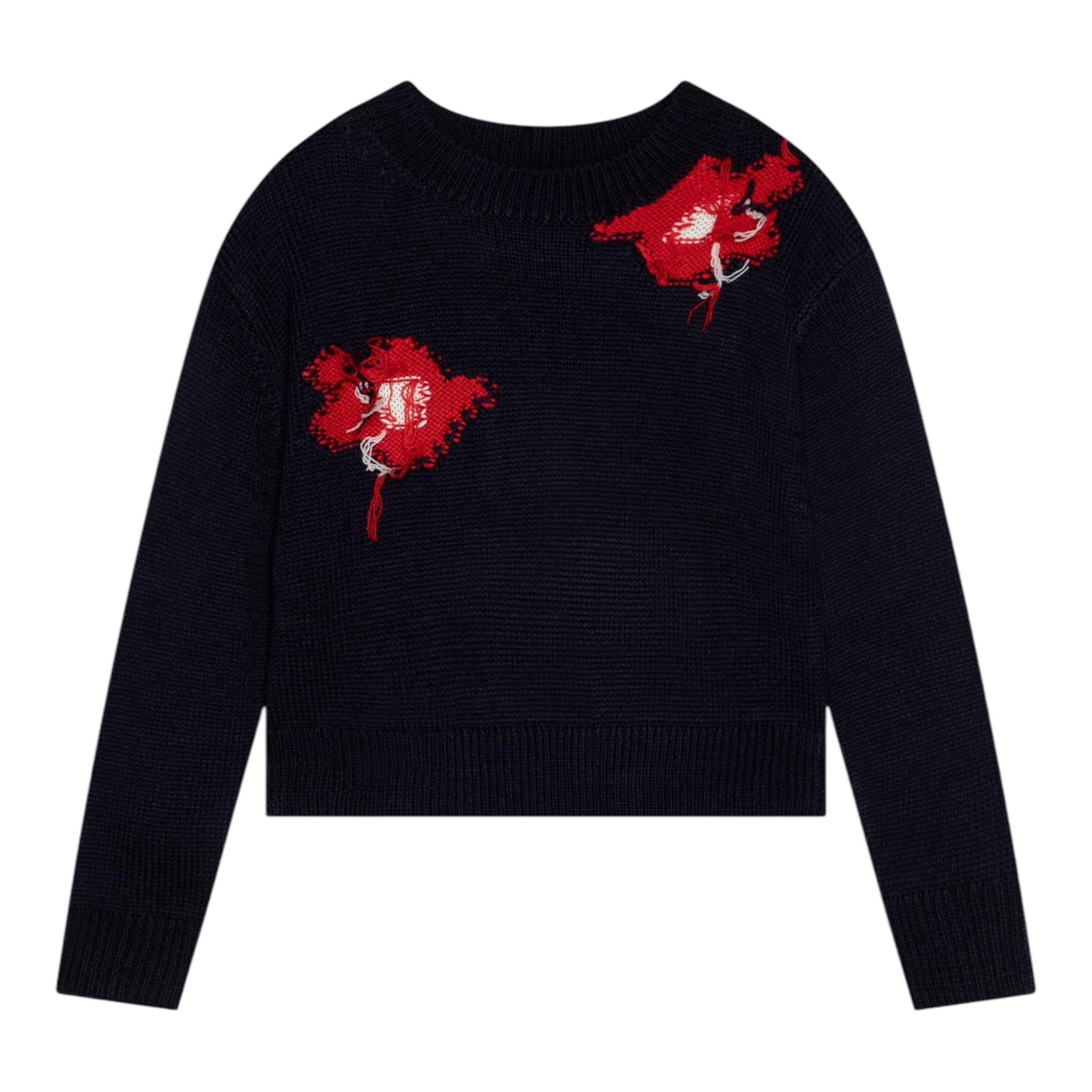 MAX&Co. maglia girocollo tinta unita con ricami Blu per Bambina MX0077 BLU MAX&Co. 