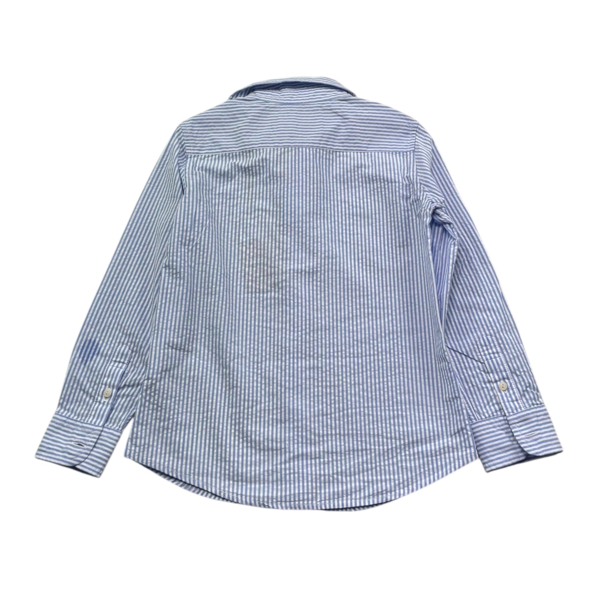 Saint Barth Camicia Bicolore con Fantasia A Righe per Bambino 00867L BIANCO/AZZURRO SAINT BARTH 