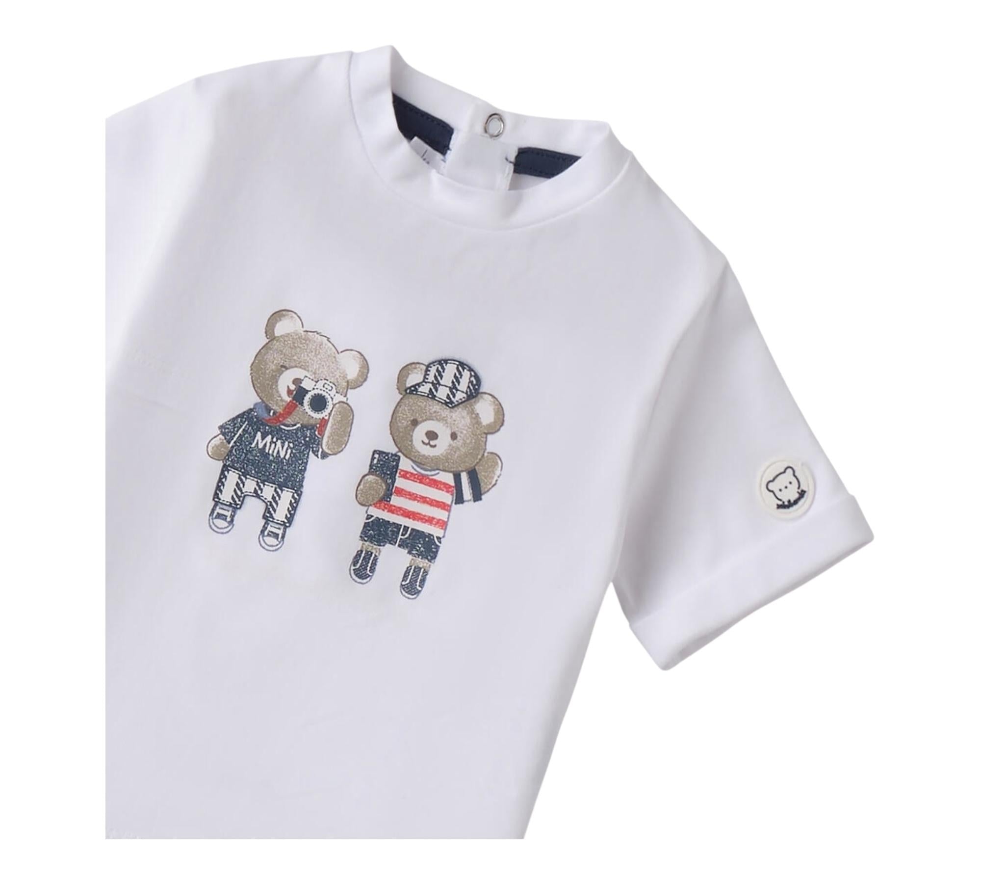 Minibanda T-Shirt Girocollo Tinta Unita con Stampa per Neonato 3B613 BIANCO MINIBANDA 