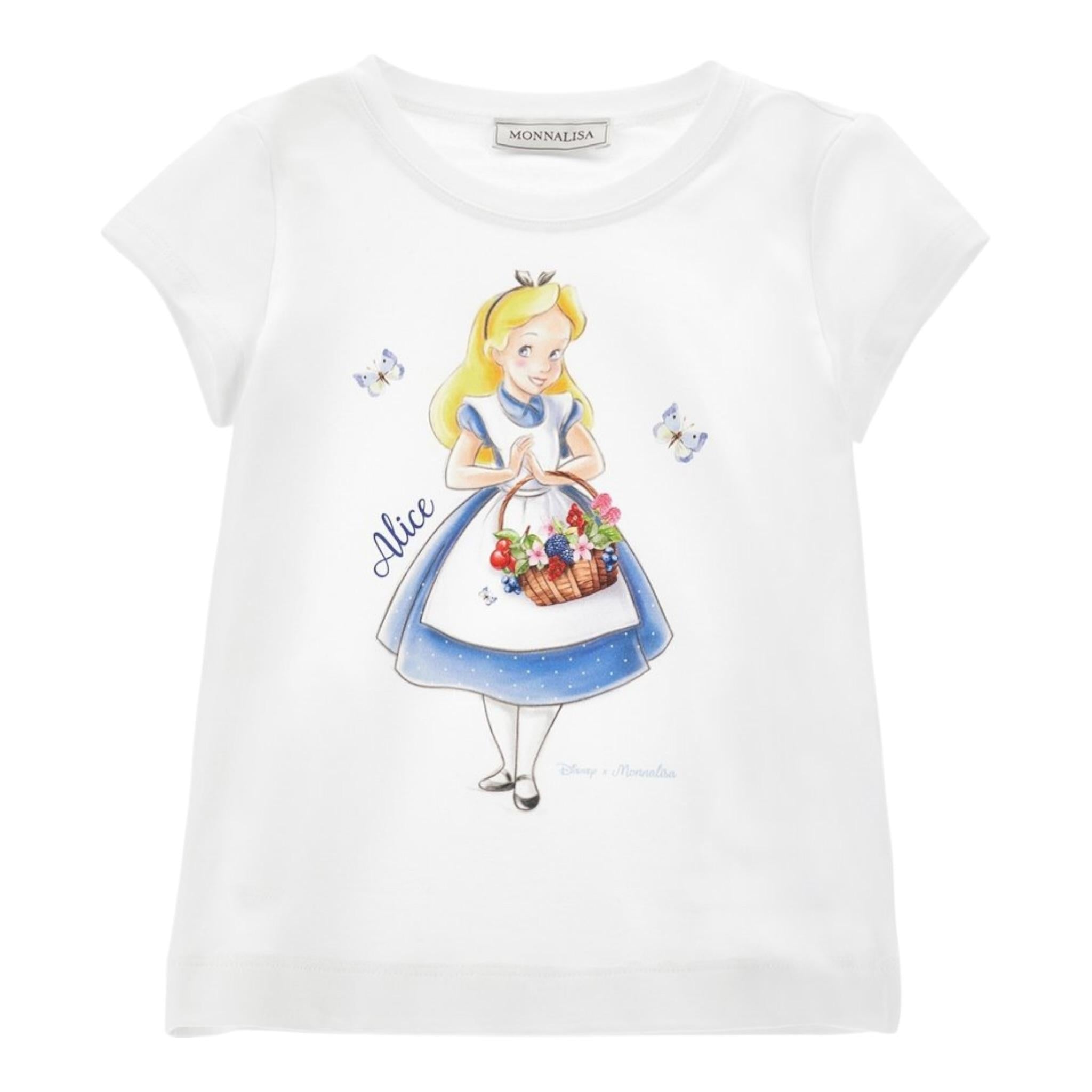 Monnalisa T-Shirt Girocollo Tinta Unita con Stampa per Bambina 11E622XX BIANCO MONNALISA 