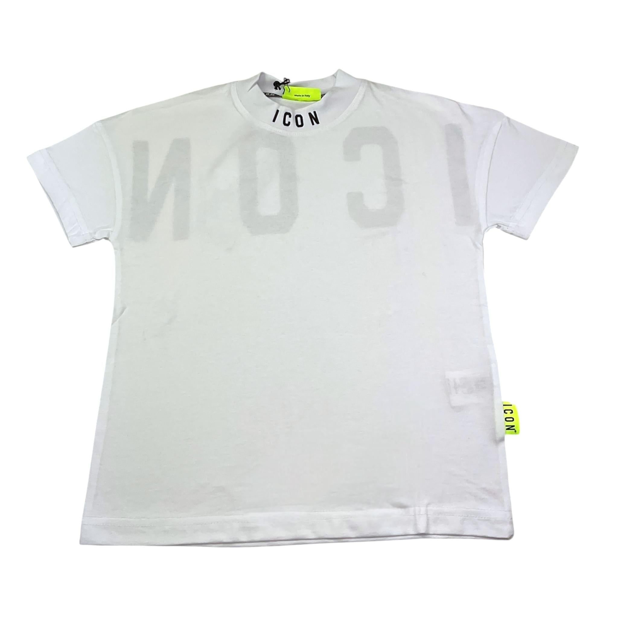 Icon T-Shirt Tinta Unita Mezzo Collo con Stampa per Bambino IBKS058402 BIANCO ICON 