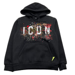 ICON felpa chiusa con cappuccio tinta unita con logo Nero per Bambino IBSW00335 NERO ICON 