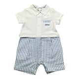 Le Bebe' Pagliaccetto Bicolore Mezza Manica Bianco/Azzurro per Neonato LBB1128 BIANCO/AZZURRO LE BEBE' 