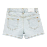 Vicolo Short In Denim Tinta Unita Con Girovita Regolabile Azzurro Per Bambina